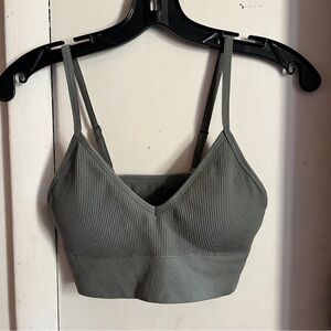 Sleek Olive Ribbed Bralette